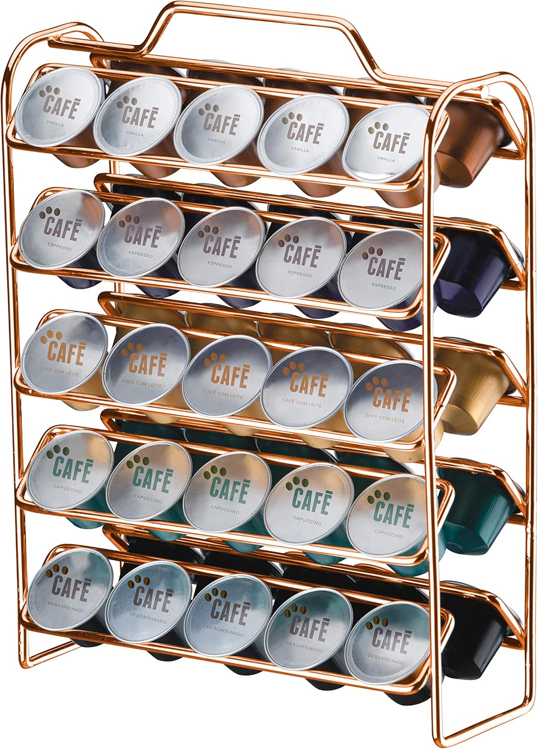 Imagem do produto em promoção: Organizador p/cápsulas de café compatível c/nespresso rose gold - Linha Caffè - Future